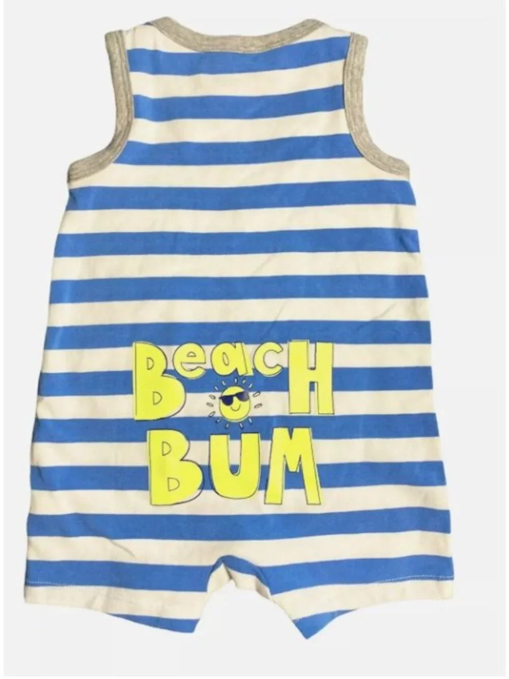 Cat & Jack Baby Beach Bum Blue & White Striped Sleeveless Romper NB